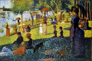 Georges Seurat: Gruppi di figure e barche alla Grande Jatte